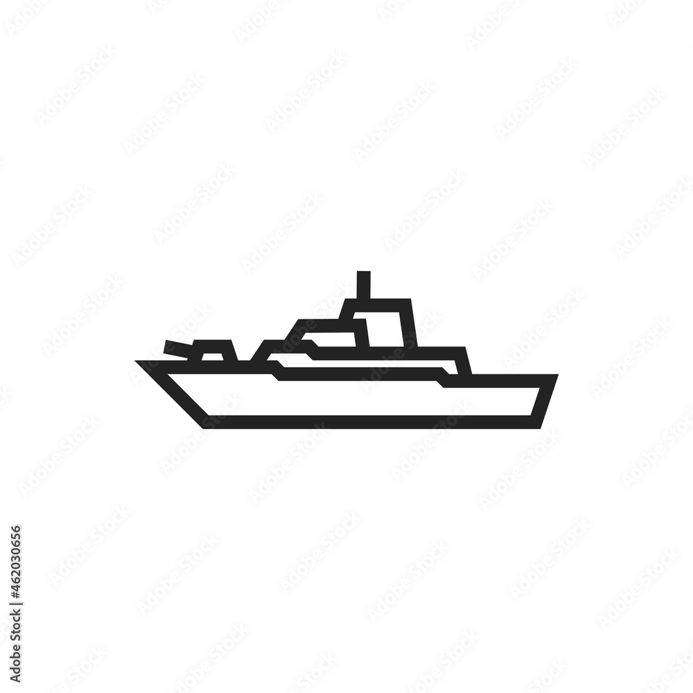 destroyer line icon. navy warship symbol. isolated vector image