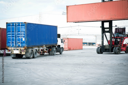 Container forklifts transport goods import export