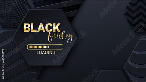Black Friday loading bar background, banner poster design template. Progress loading bar. Black friday sale. Vector illustration.