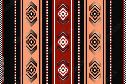 Geometric ethnic oriental seamless pattern traditional Design for background,carpet,wallpaper.clothing,wrapping,Batik fabric,Vector illustration.embroidery style - Sadu, sadou, sadow or sado