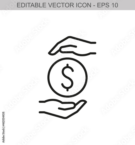 Two hands holding coin