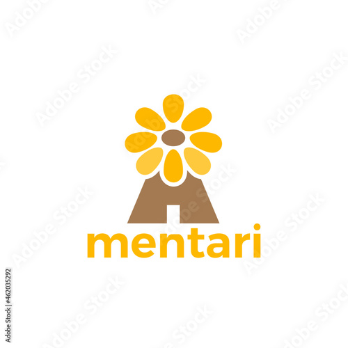 windmill sunflower logo design template. Holland flower icon for plantation, farm, company, beauty, flourish. Vector illustration