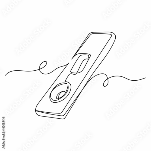 Continuous one line drawing of covid rapid test igm igg in silhouette on a white background. Linear stylized.