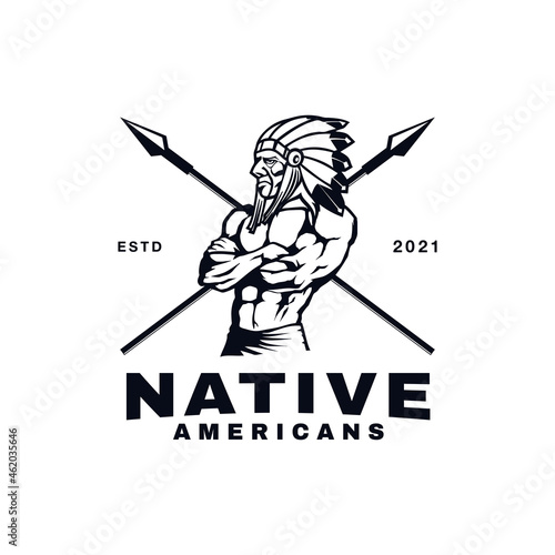 Chief Native American Logo Design Template Inspiration