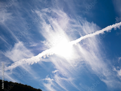 Airplane tracks in the sky