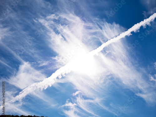 Airplane tracks in the sky