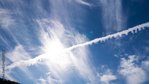Airplane tracks in the sky