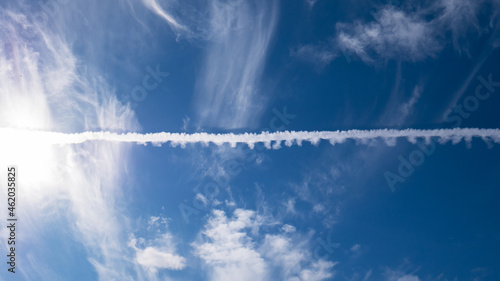 Airplane tracks in the sky