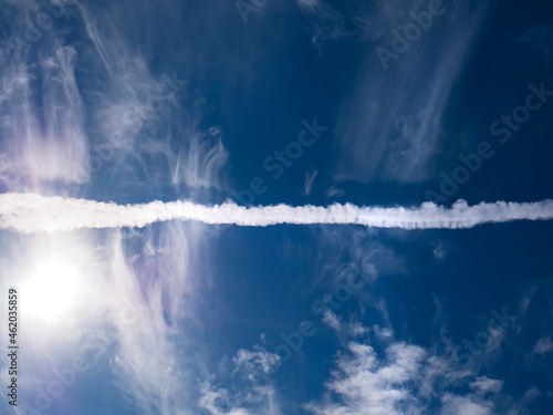 Airplane tracks in the sky