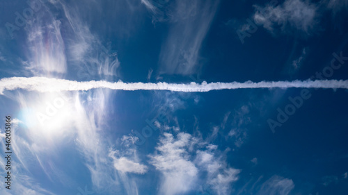 Airplane tracks in the sky