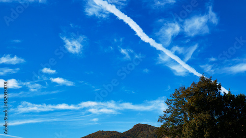 Airplane tracks in the sky