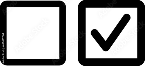 Checkbox set with blank and checked checkbox line art vector icon for apps and websites.eps