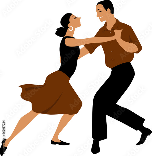Elegant couple dancing vintage Broadway style, EPS 8 vector illustration