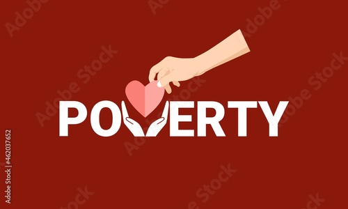 Vector typography, International Day for the Eradication of Poverty, with hand holding an eraser.