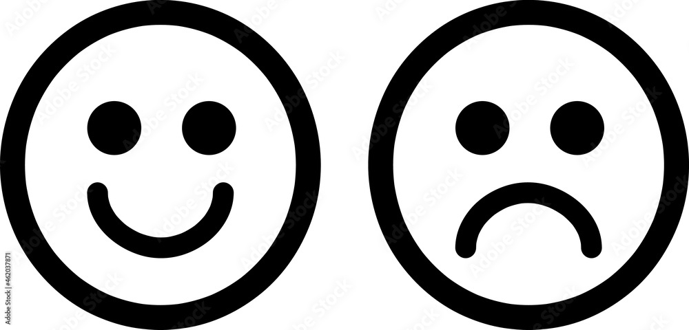 Happy and sad emoji faces line art vector icon for apps and websites.eps Happy and sad emoji faces line art vector icon for apps and websites.eps