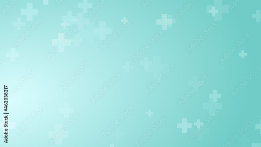 Medical health blue green cross pattern background. Abstract healthcare technology and science concept.