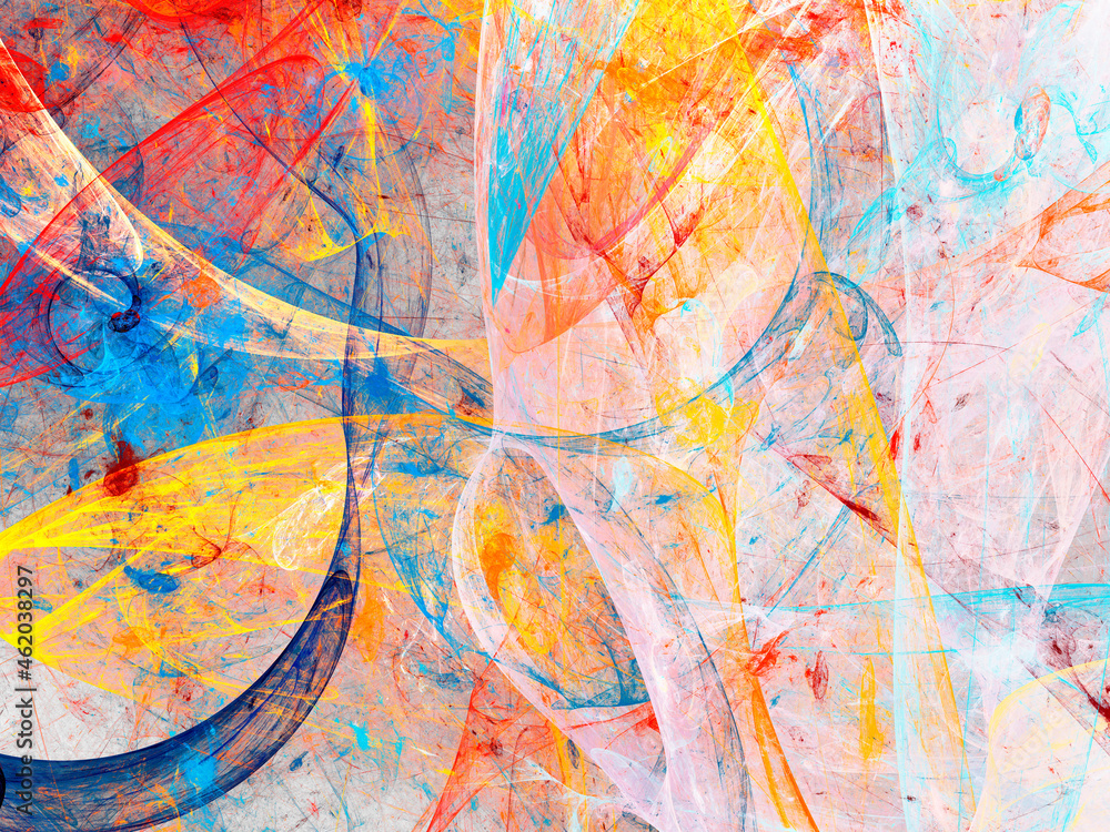 Fototapeta premium blue and red abstract fractal background 3d rendering illustration