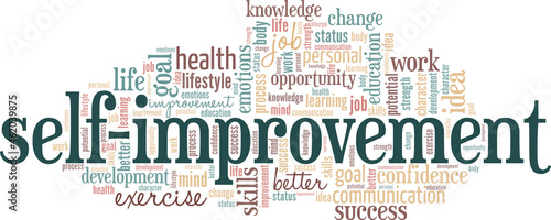Self-Improvement vector illustration word cloud isolated on white background.