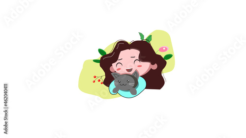 девочка и котик