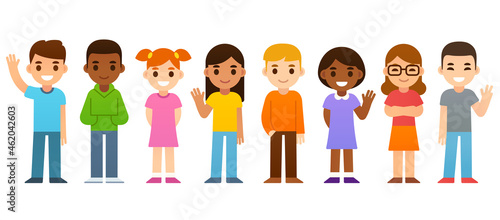 Cute cartoon diverse children