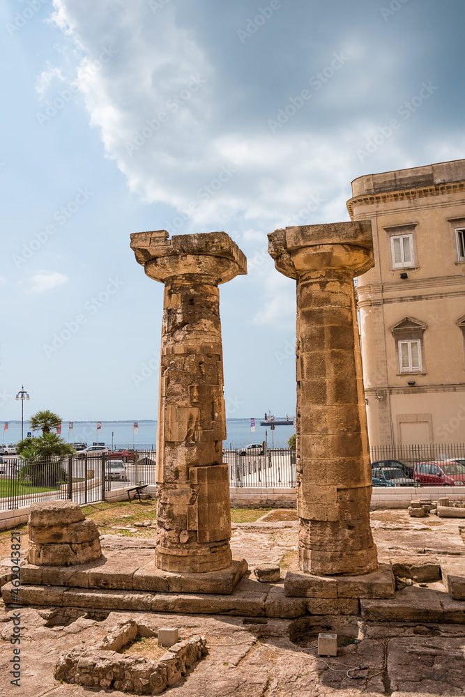 The ancient Doric columns in Taranto, evidence of the existence of the Temple of Poseidon