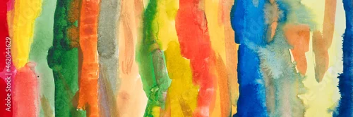 Panel kuchenny z motywem multicolored stripes of colorful watercolor. painted textured paper with watercolor paints. background or backdrop of children abstract art handmade diy painting