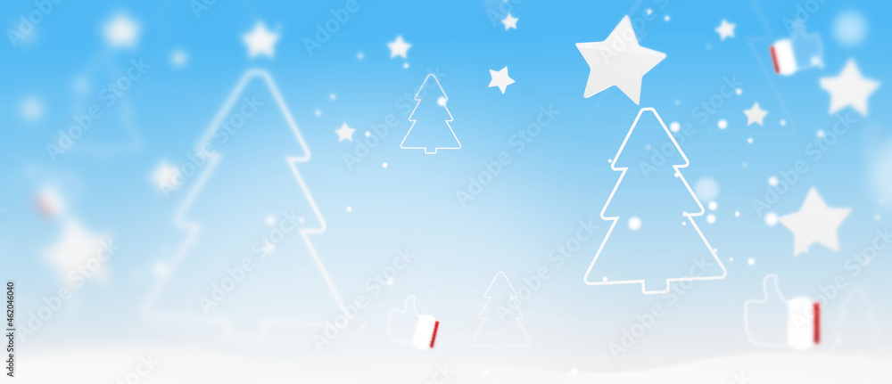 winter christmas silhouette fir and thumbs up 3d-illustration winter christmas silhouette fir and thumbs up 3d-illustration