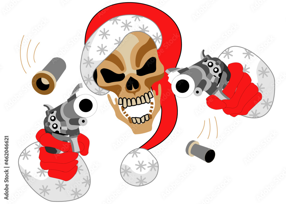 Armed skeleton in a red cap. Armed skeleton in a red cap.