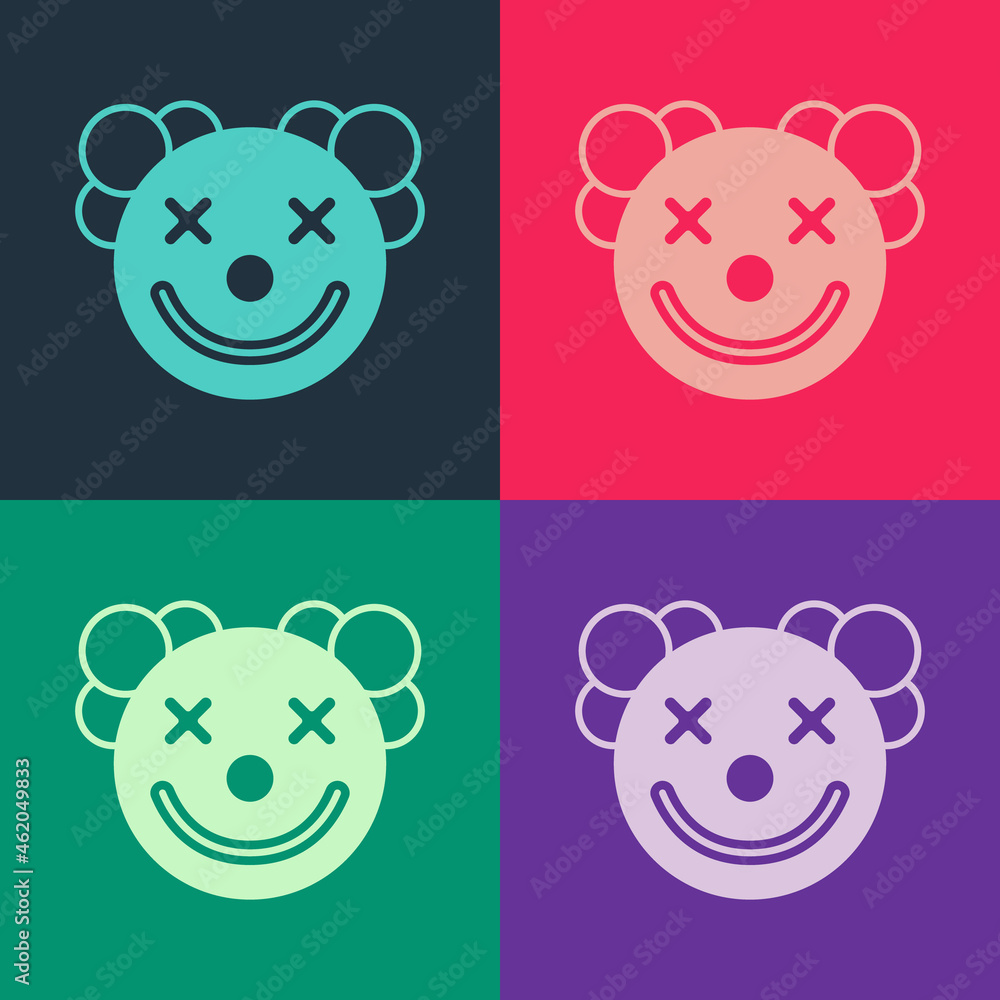 Pop art Clown head icon isolated on color background. Vector Pop art Clown head icon isolated on color background. Vector