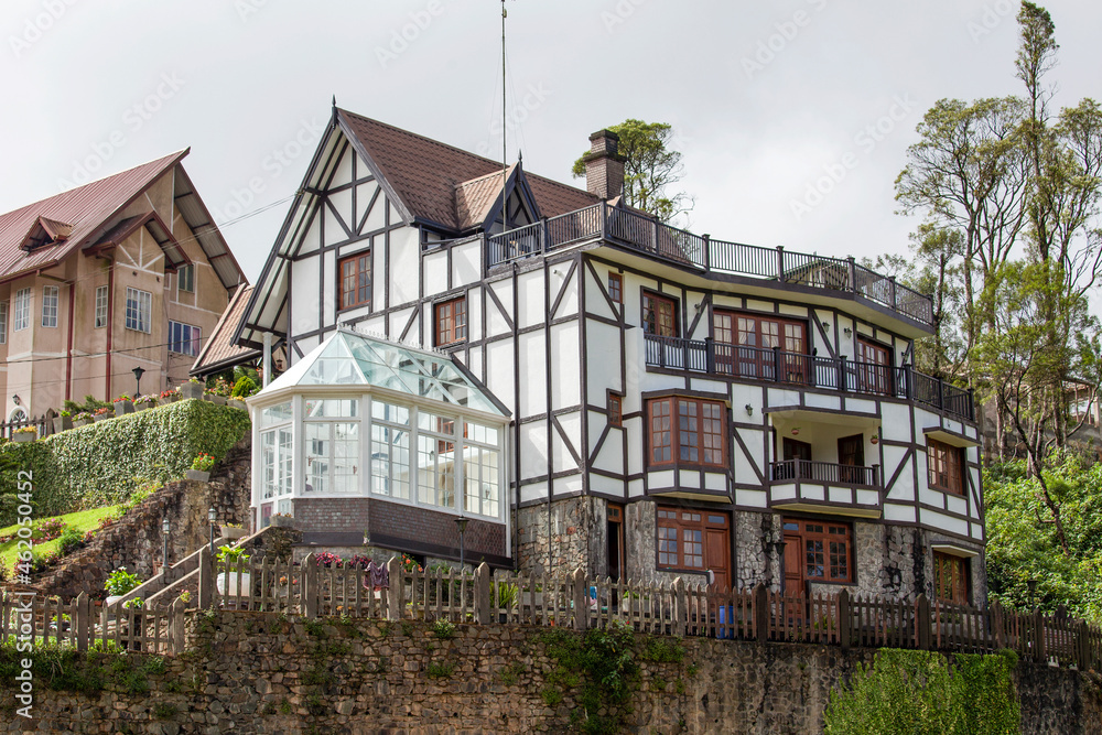 Old British colonial mansion with a greenhouse in the Nuwara Eliya, Sri Lanka, Asia Old British colonial mansion with a greenhouse in the Nuwara Eliya, Sri Lanka, Asia