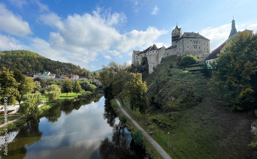 Loket Castle sitting high above the river Ohre in the Czech Republic