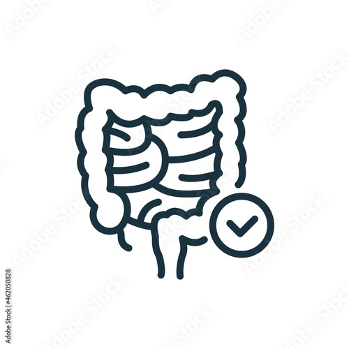 Healthy Colon Line Icon. Internal Digestive Human Organ Outline Icon. Large Intestine Linear Pictogram. Bowel Concept. Editable Stroke. Isolated Vector Illustration