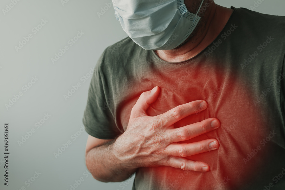 Covid19 chest pain as infection symbol Stock Photo Adobe Stock