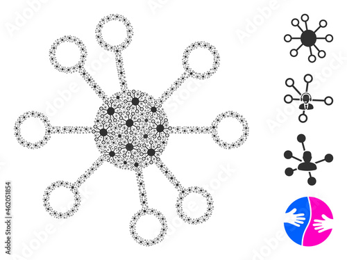 Vector node links fractal is designed of repeating fractal node links parts. Fractal mosaic of node links.