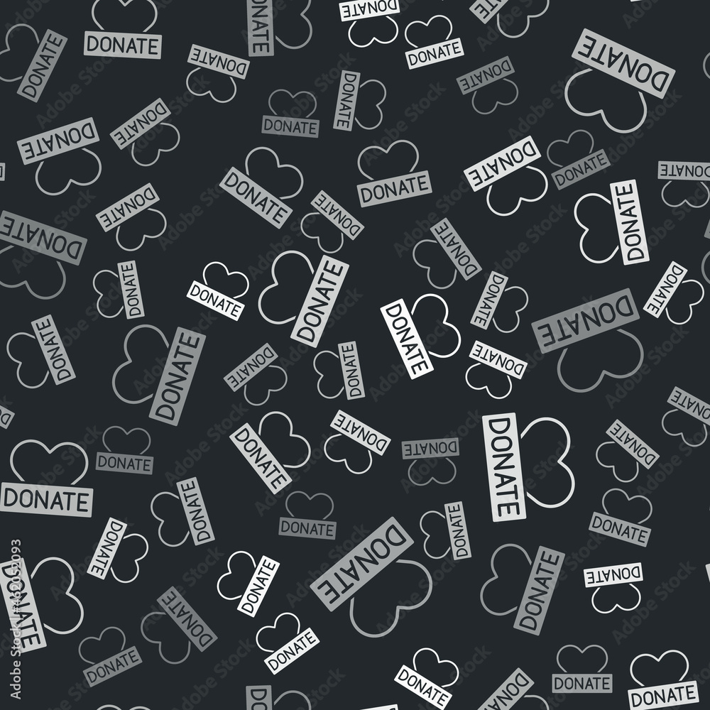Grey Donation and charity icon isolated seamless pattern on black background. Donate money and charity concept. Vector Grey Donation and charity icon isolated seamless pattern on black background. Donate money and charity concept. Vector