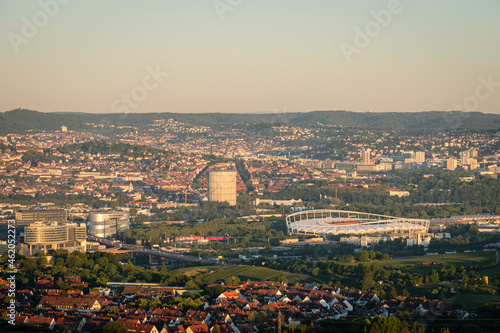 Stuttgart Bad Cannstatt cityscape with stadium photo