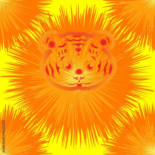 Sunny Tiger face logo logo template is a new year symbol for background or design.