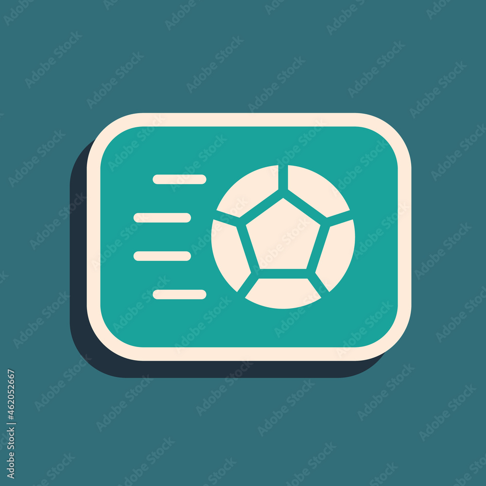 Green Soccer football ball icon isolated on green background. Sport equipment. Long shadow style. Vector Green Soccer football ball icon isolated on green background. Sport equipment. Long shadow style. Vector