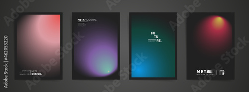 Abstract blurred black gradient cover template design set for poster, brochure, home decor, and presentation. Smooth circular gradient fashion concept. Vector a4 aesthetics premium duotone layout. 