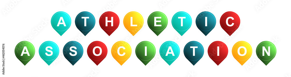 Athletic Association - text written on Isolated Shapes with White background Athletic Association - text written on Isolated Shapes with White background