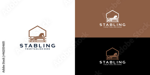 horse stable vintage design logo for western countryside retro rural farm logo design