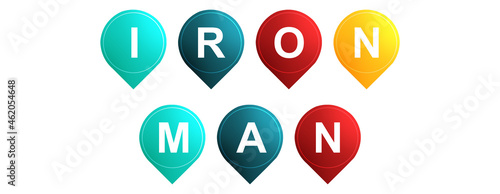 Quadro su tela Iron Man - text written on Isolated Shapes with White background