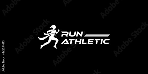 Women's athletic running, marathon and race track logo design © reza