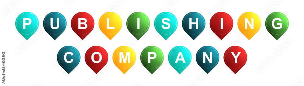 Publishing Company - text written on Isolated Shapes with White background Publishing Company - text written on Isolated Shapes with White background