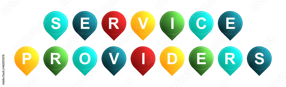 Service Providers - text written on Isolated Shapes with White background Service Providers - text written on Isolated Shapes with White background