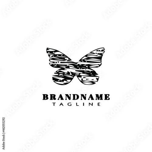 butterfly logo cartoon icon design style black isolated vector illustration