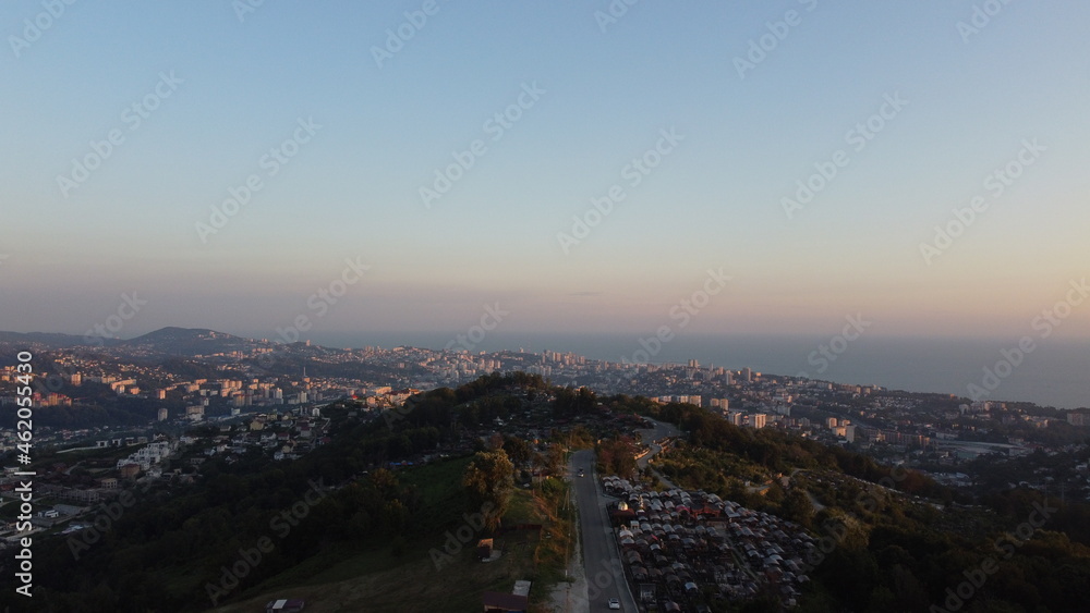 Panorama of the resort town of Sochi from the mountain