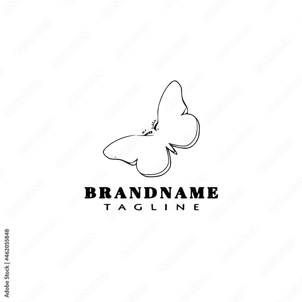 butterfly logo cartoon icon cute template black isolated vector illustration