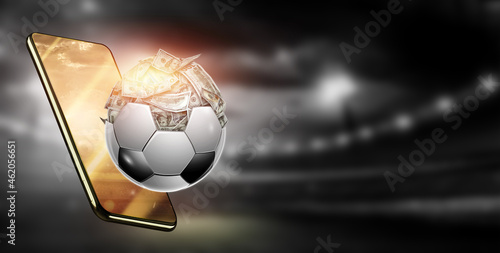 Canvas Print Dollars are inside the soccer ball, the ball is full of money