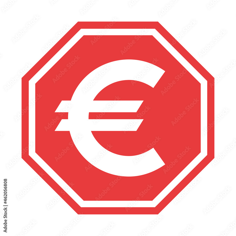 Obraz premium Euro money symbol, business cash icon, save currency bank sign, vector illustration isolated background